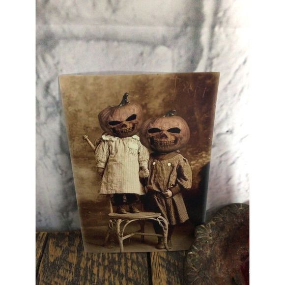 Pumpkin Heads Odd Bizarre Reprint Photo Antique Reprint Kids with Pumpkin Heads - Picture 7 of 13